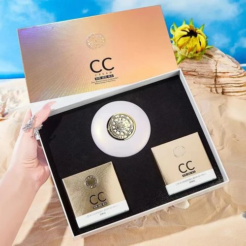 美白隔离防晒贵妇气垫CC霜遮瑕提亮防紫外线防水防汗不易脱妆50++