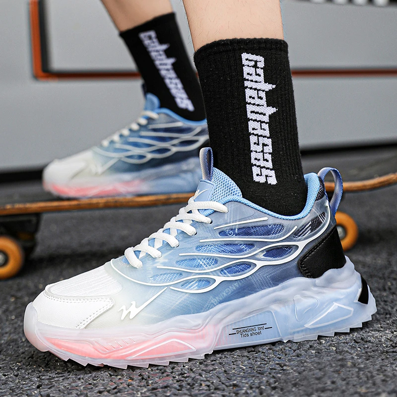 双星运动鞋男鞋夏季透气网面小白老爹休闲跑步爆米花厚底减震潮鞋