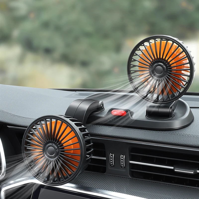 车载风扇车用双头12V24v大货车小空调制冷强力伏USB汽车内电风扇