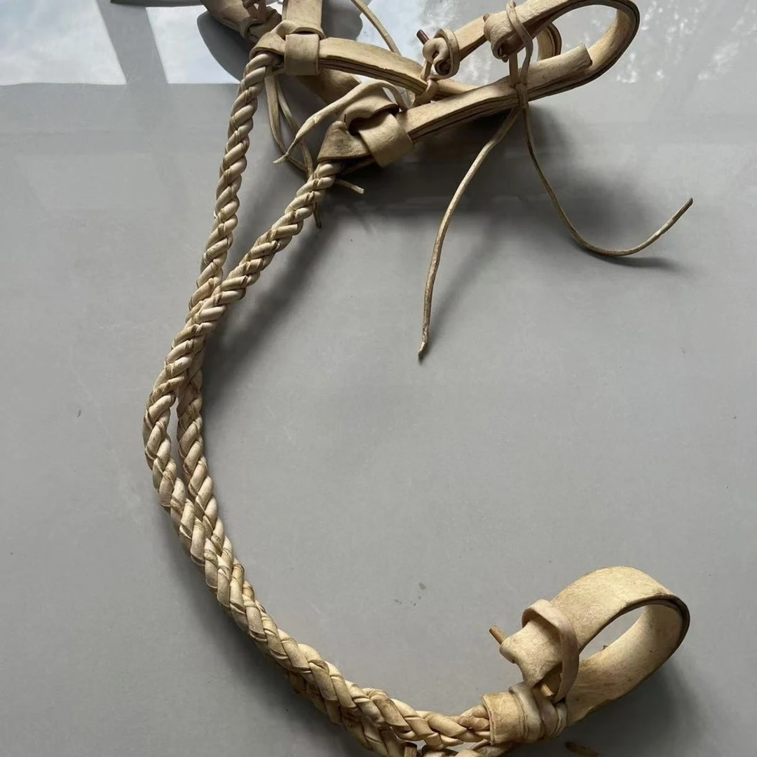 纯牛皮马绊  绊马索  马三脚绊两脚绊马具马术用品手工编织牛皮