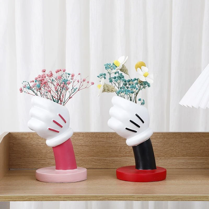 米奇花瓶手握乐积木花束客厅小众可爱桌面摆件ins家居装饰摆台