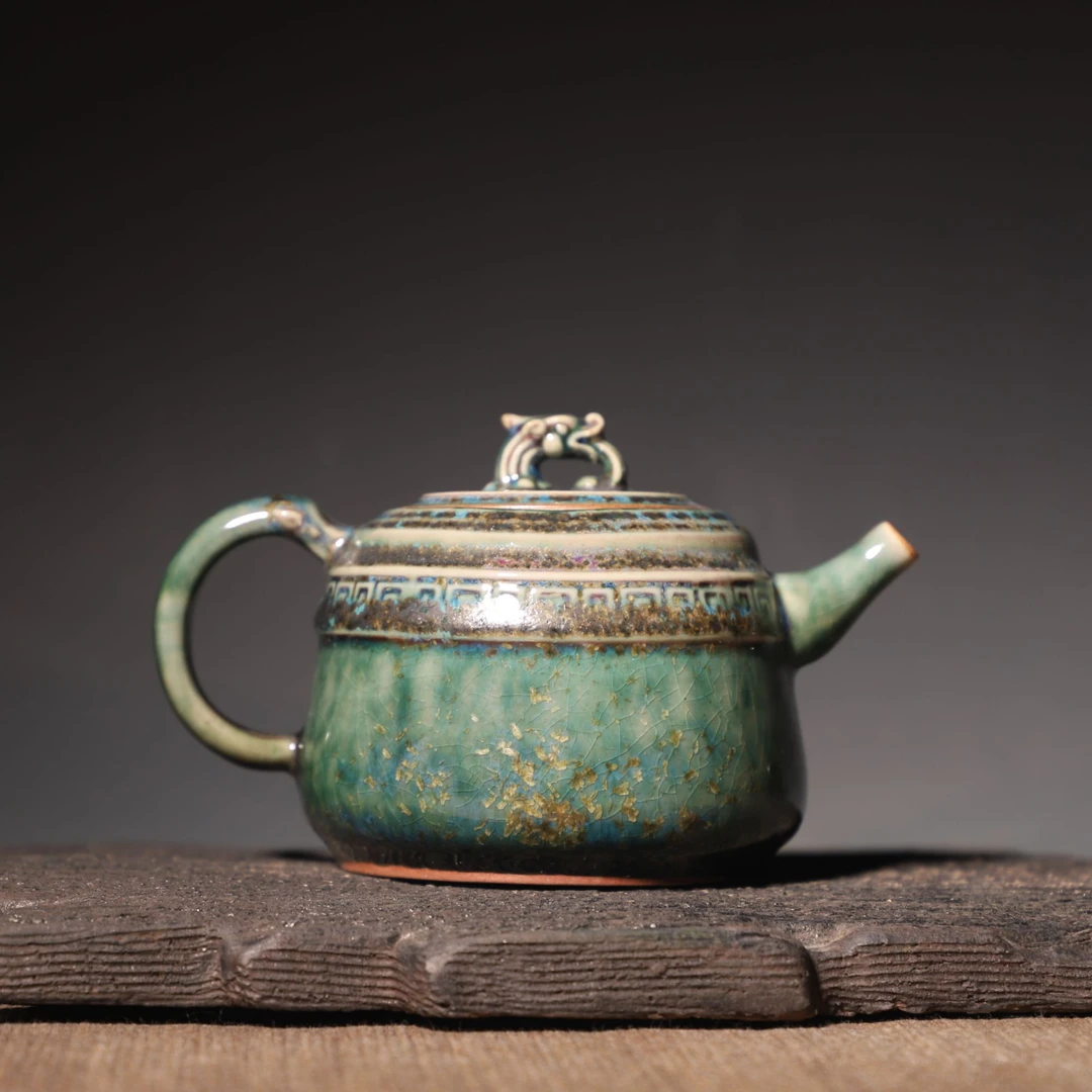 周家钧窑【龙腾盛世壶】周松建老师设计手签款 钧瓷收藏臻品