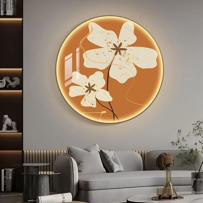 现代简约圆形装饰画入户玄关挂画客厅餐厅卧室壁画走廊过道墙画