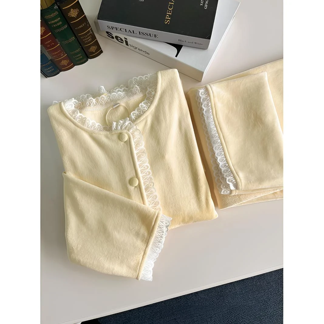 赵露思同款长袖睡衣秋冬女海岛绒加厚保暖套装2025冬季加绒家居服