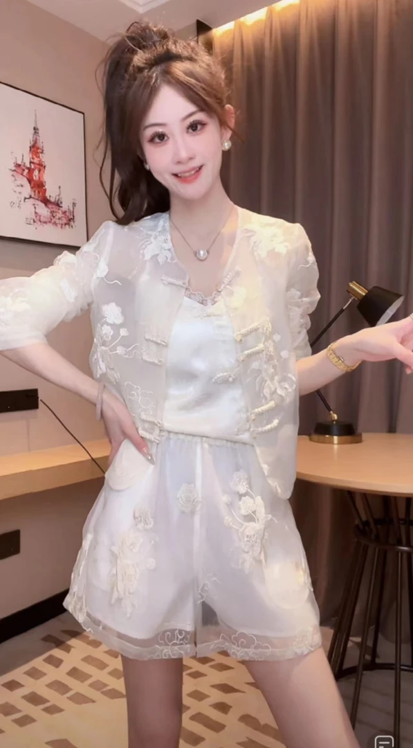 【柔杏颜】新中式垂感短裤显瘦薄款垂坠休闲时尚运动宽松高腰