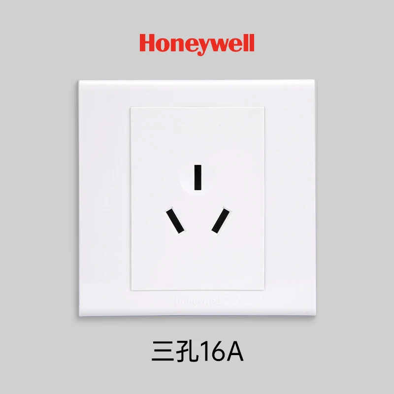 霍尼韦尔开关插座面板三孔16A电源插座家用86型简约白色开关面板