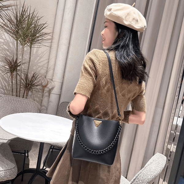 【TY】QYX-81018-黑色女士潮流时尚经典复古气质百搭单肩斜跨包