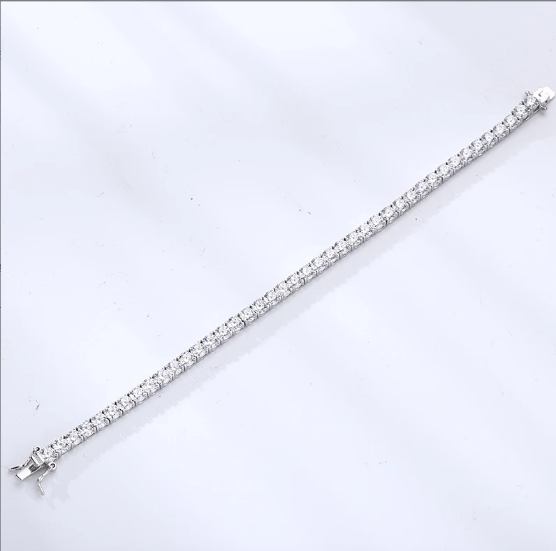 925银手链 精工镶石白钻手链 流行女士彩虹手链