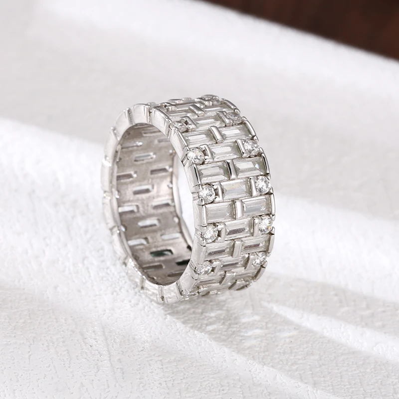 925银戒指 精工镶石满钻白钻戒指 轻奢女士流行闭口戒指 精工005