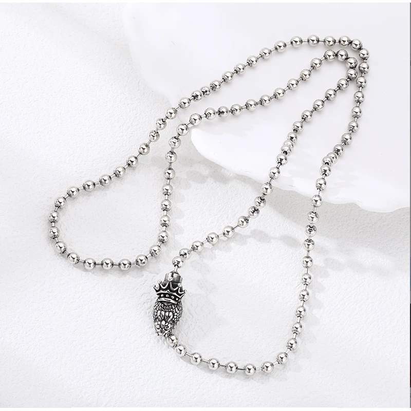 链子925银 贪吃蛇圆珠项链 流行长款毛衣链