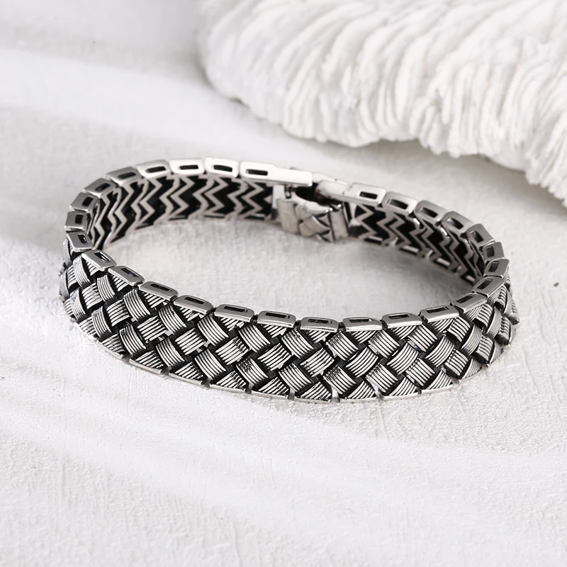 925银手链 手工银编织手链 流行女士民族风手链