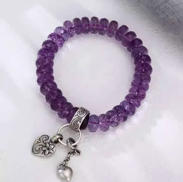 925银手链 紫隔珠手链 流行女士韩版手链