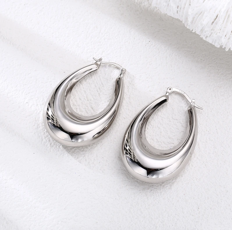 925银耳饰 光面蛋面耳勾 耳钉 耳扣 男女款流行耳饰