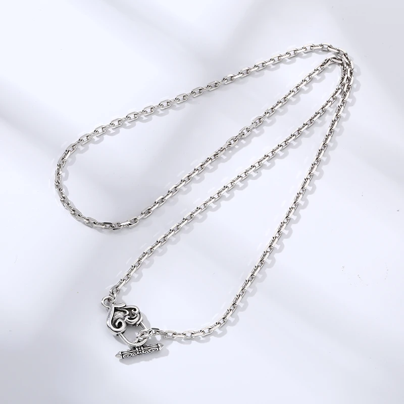 链子925银 太角链爱心扣项链 流行长款毛衣链