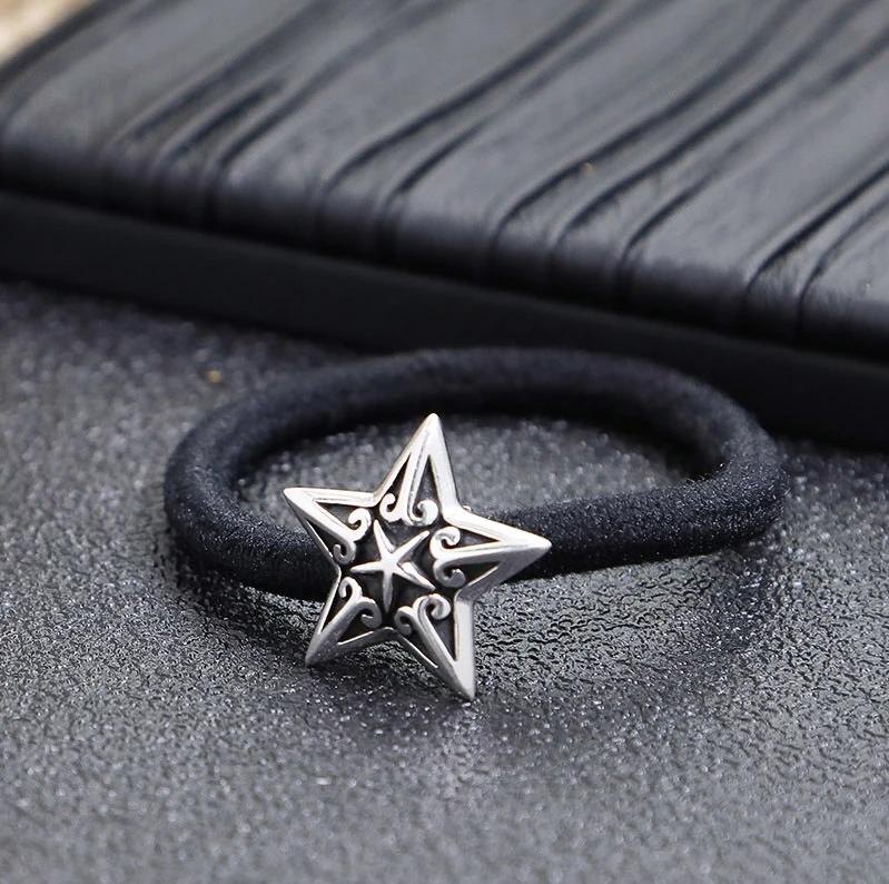 吊坠925银 简约五角星发绳 头绳 手绳 百搭项链流行挂坠