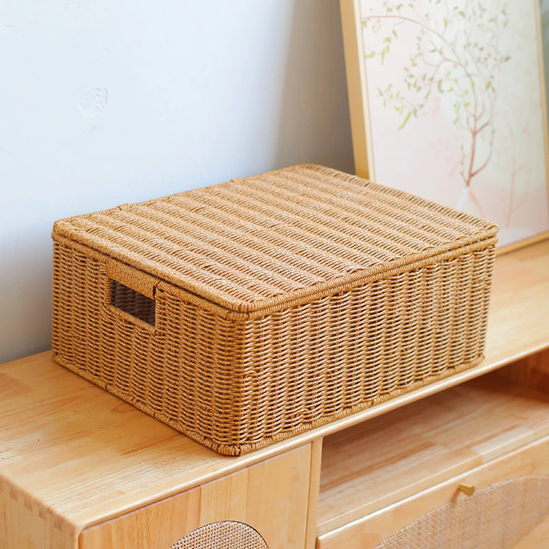 Kens仿藤编织收纳筐客厅收纳储物盒卧室橱柜衣物整理筐玩具筐