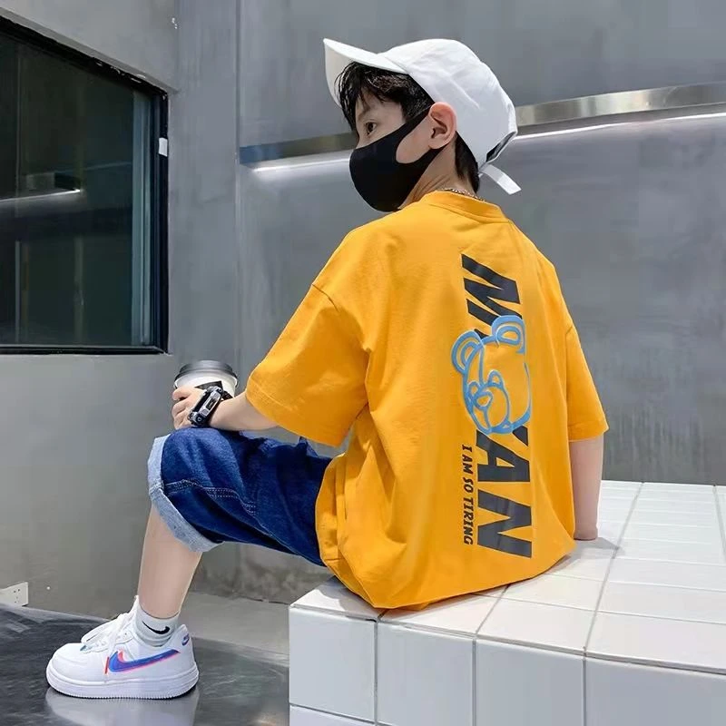 【100%纯棉】男童短袖T恤2025夏季新款上衣中大童男孩韩版儿童体恤