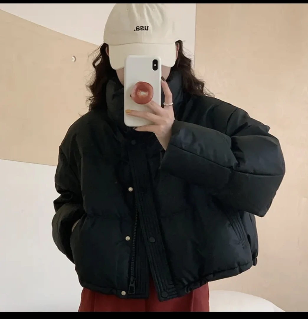 现！现！【羽韩版定制】美式PU皮立领小个子短款白鸭绒羽绒服加厚XMM