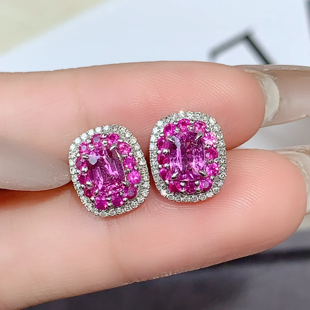 18k金无烧帕帕拉恰耳钉- GRC证书