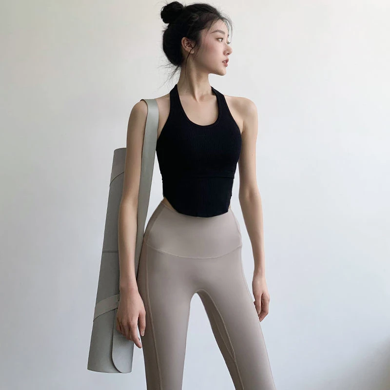 夏季工字无袖运动背心女修身显瘦外搭U型下摆跑步速干健身瑜伽服