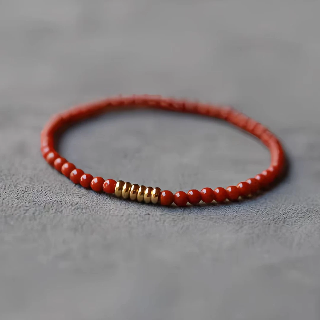 天然极细红玛瑙手工素圈搭配转运珠手链手工复古气质本命年红礼物