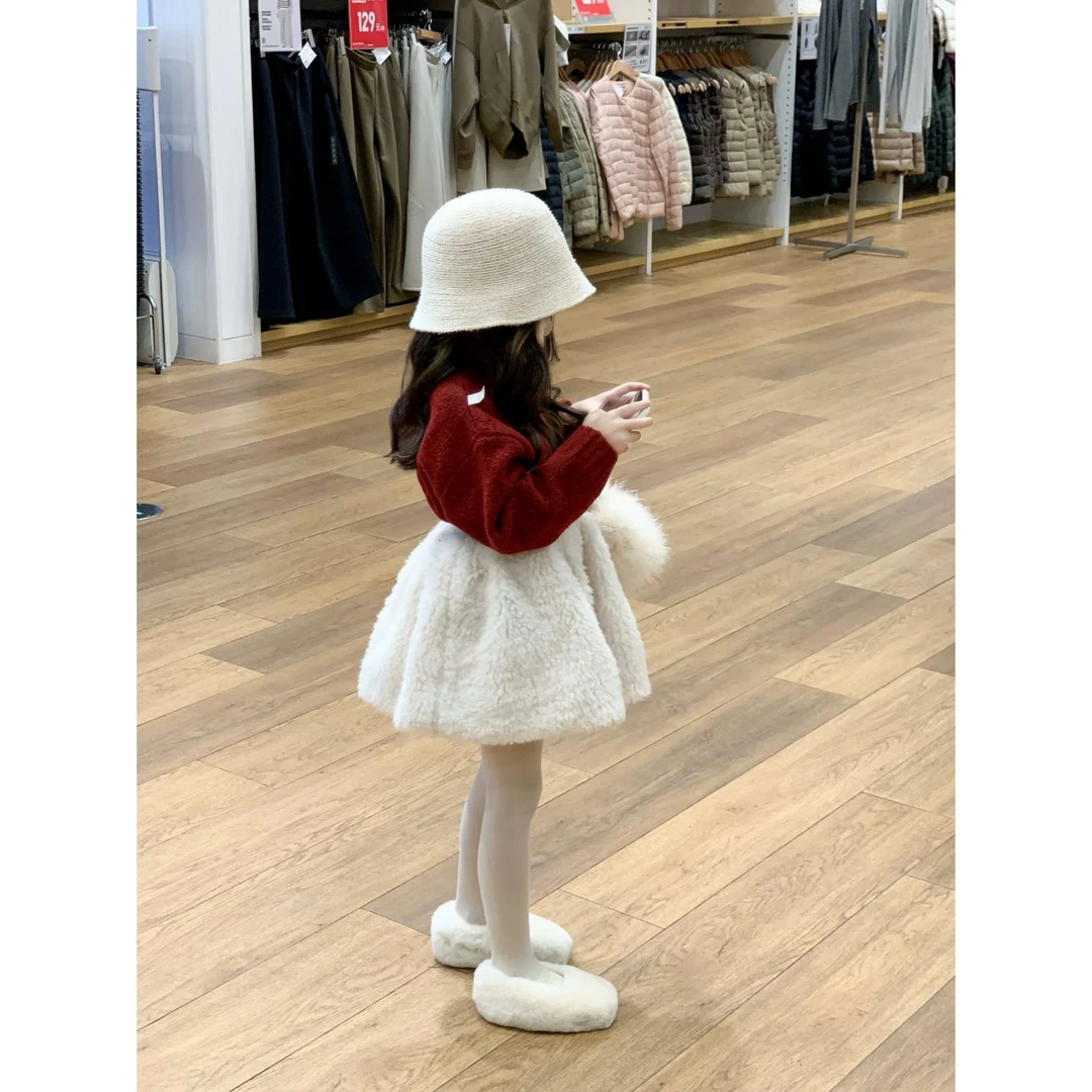 Bmy2025wt 秋冬女童新款炸街款欧美风女童羊羔绒加绒加厚半裙