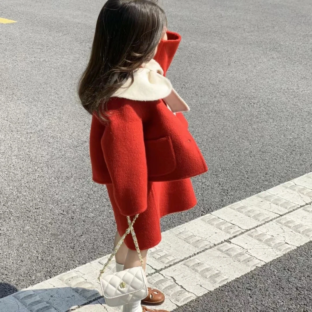 Bmy2022wt 冬款“RED”小香风外套蝴蝶结背心裙儿童洋气新年套装