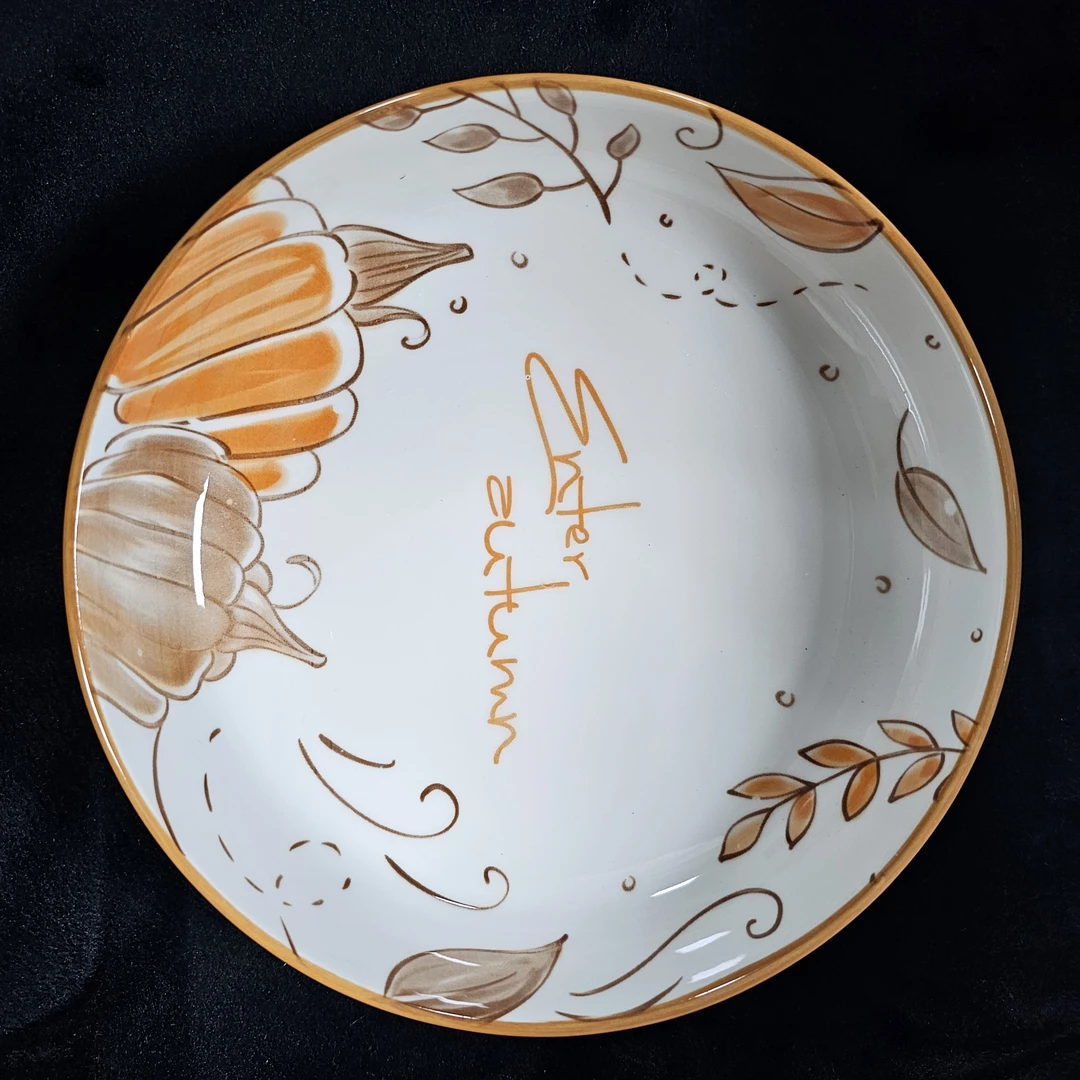 7英寸雅纹秋实深汤盘手绘陶瓷