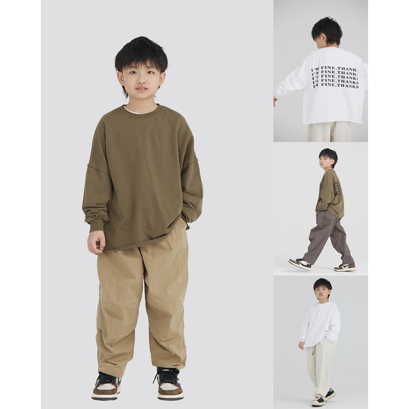 MT原创童装日系男童长袖T恤春秋儿童纯棉宽松百搭打底衫字母印花