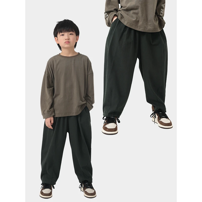 MT原创童装日系男童薄款休闲长裤春秋儿童宽松裤子中大童中性百搭