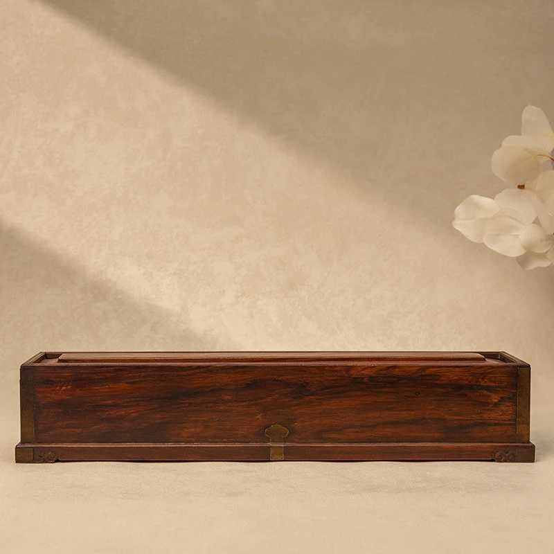 清代黄花梨抽匣式画轴盒老物件文玩古董真品海南黄花梨储物盒摆件