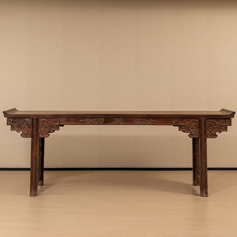 清代 红木夹头榫螭龙纹大翘头案 古董家具