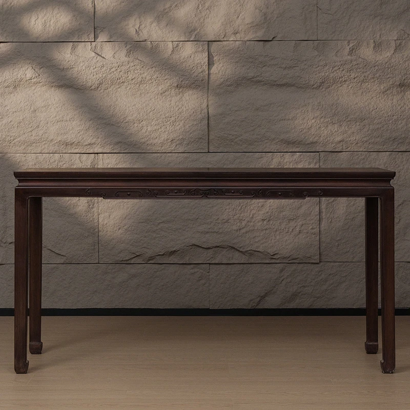 清代 红木束腰马蹄腿云纹条桌 古董家具