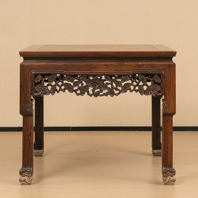 清代 红木透雕灵芝纹八仙桌 古董家具