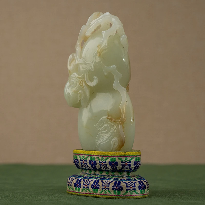 清代 和田玉雕葫芦蝙蝠摆件 古董艺术品