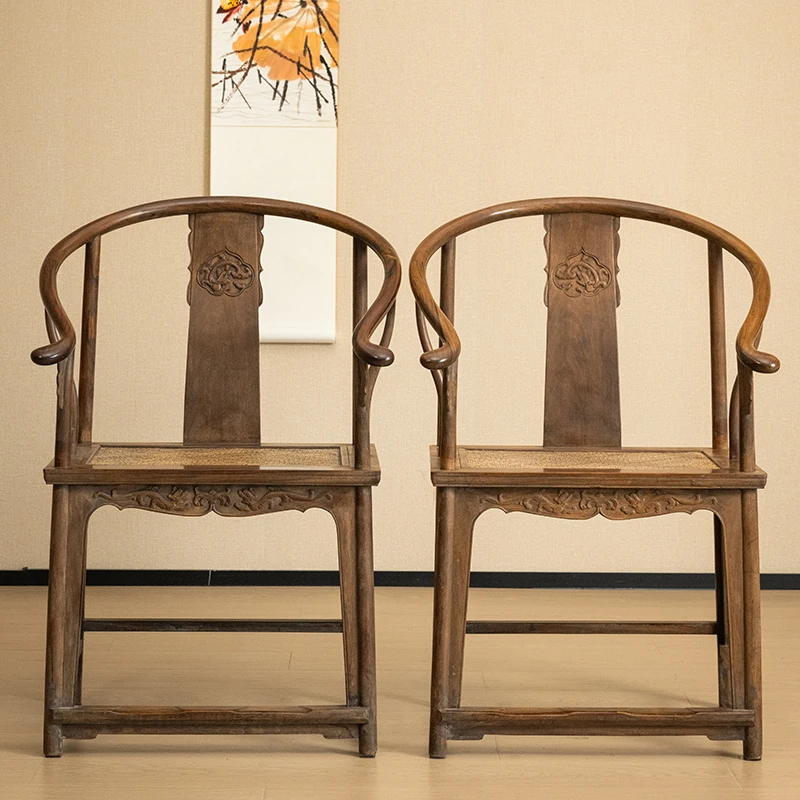 清代 红木螭龙纹圈椅（一对） 古董家具