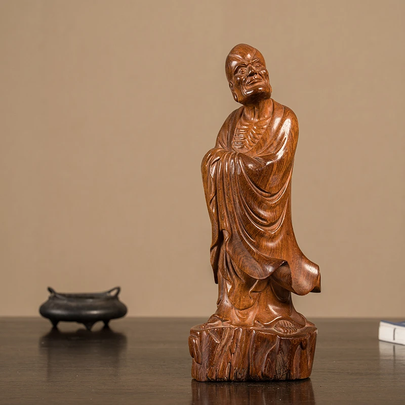 二十世纪黄花梨雕罗汉像客厅中式装饰祝福摆件海南黄花梨罗汉佛像