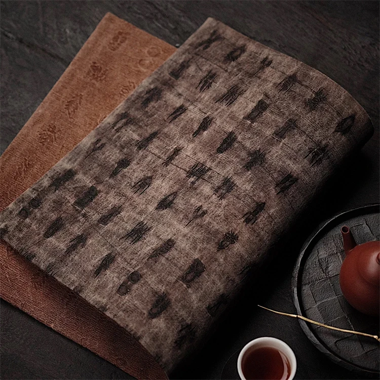 中式油丝提花香云纱茶席 禅意茶盘垫茶台桌布茶垫桌旗