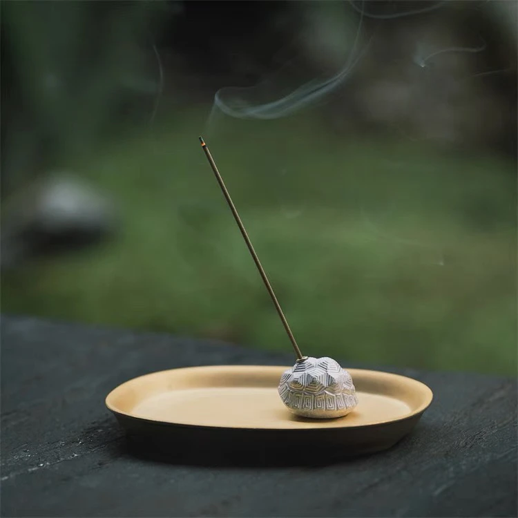 富甲一方银釉香插 搁置陶瓷龟甲 茶道具香道具 文人空间器具