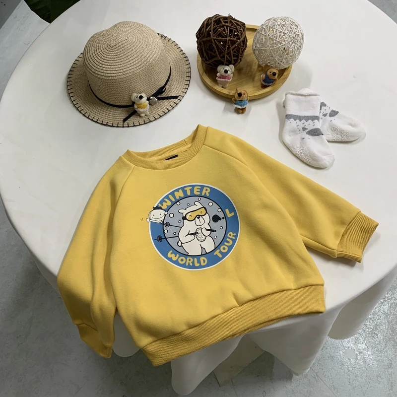 TX705 黄色加绒眼镜熊卫衣2023418