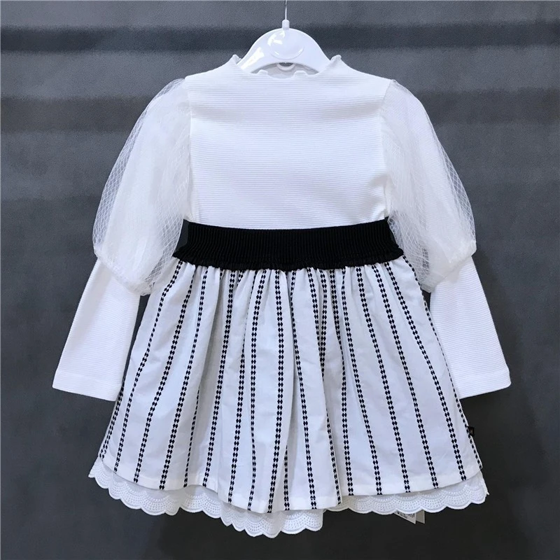 QZ214 黑白条纹花边裙子