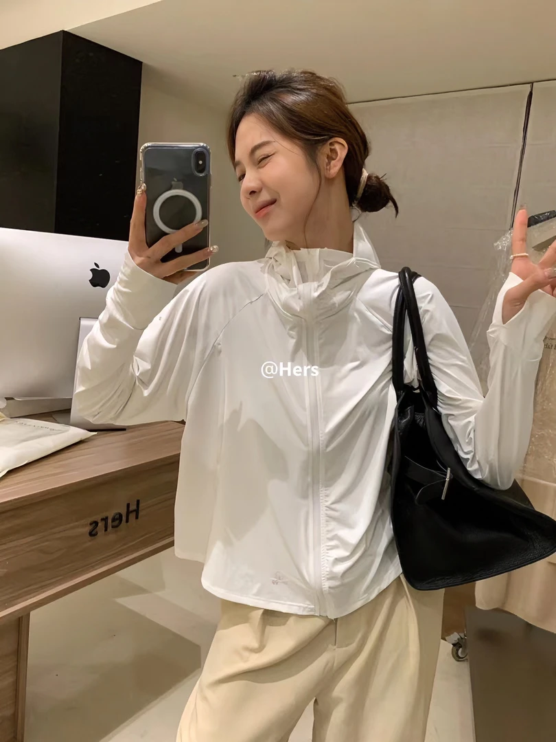 跑量！实体店版本冰皮连帽防晒衫女夏季防紫外线薄款宽松罩衫2810