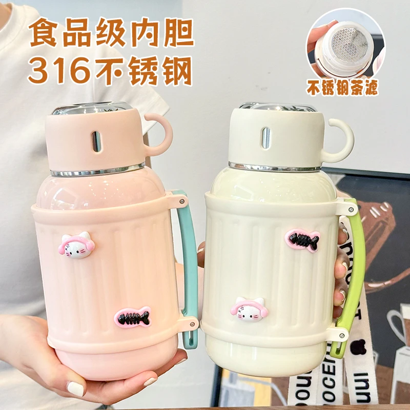 316不锈钢保温杯女生高颜值大容量水壶2024新款简约茶水分离水杯