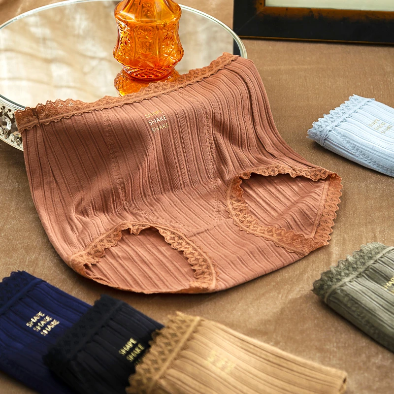 xiinarx/夕内女士内裤宫廷风有机棉微收腹棉裆三角裤4条装53043