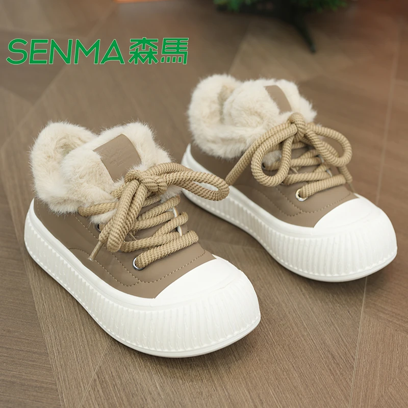 SENMA/森马2023冬季时尚加绒女鞋ins厚底饼干鞋新款保暖棉鞋子潮