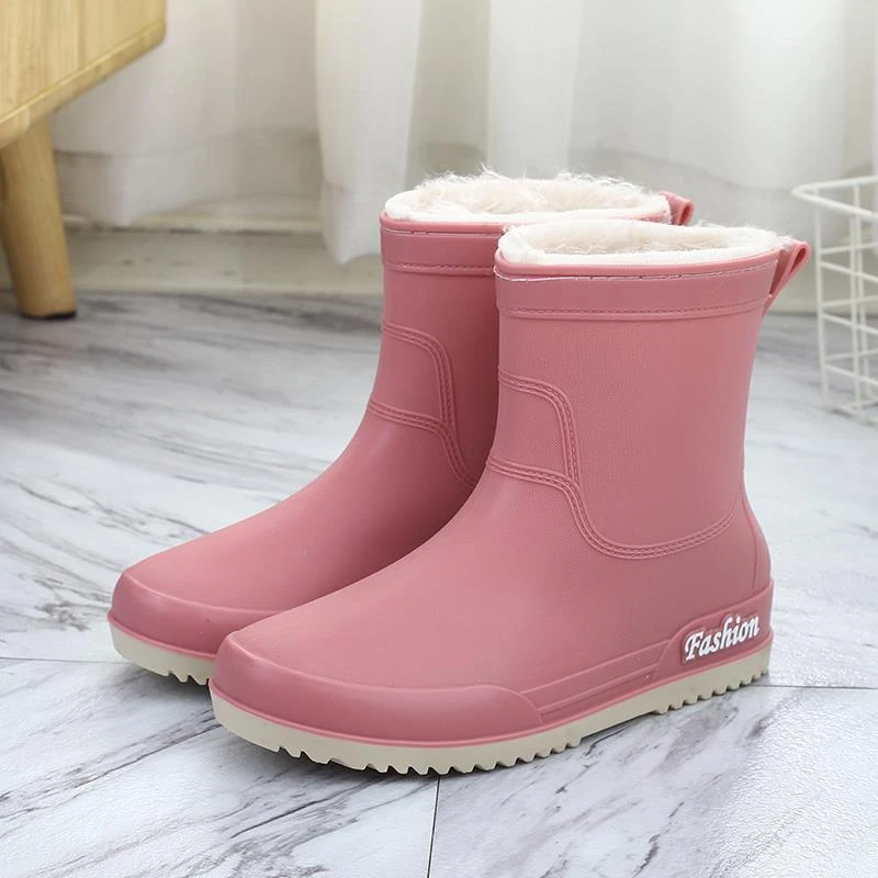 加棉加绒防水鞋女雨鞋女雨靴工作秋冬耐磨学生雪地靴女水靴中低靴