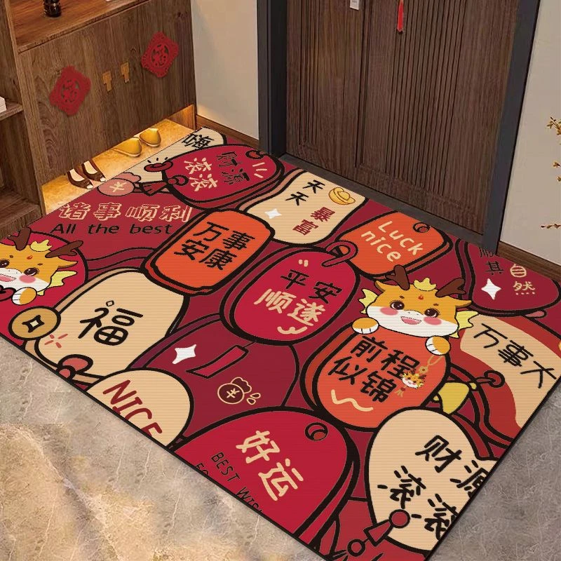 新疆包邮红地垫进门口入户门垫龙年新年卧室脚垫家用卫生间地毯浴