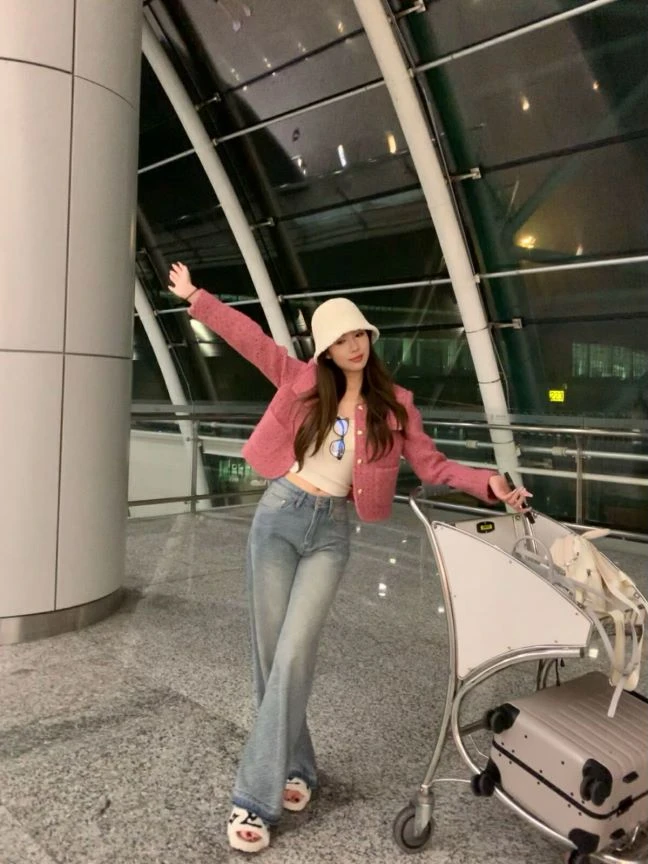 Yue【暮秋落日】四季款直筒纹理花高腰显瘦窄版阔腿牛仔裤YY4AKC01