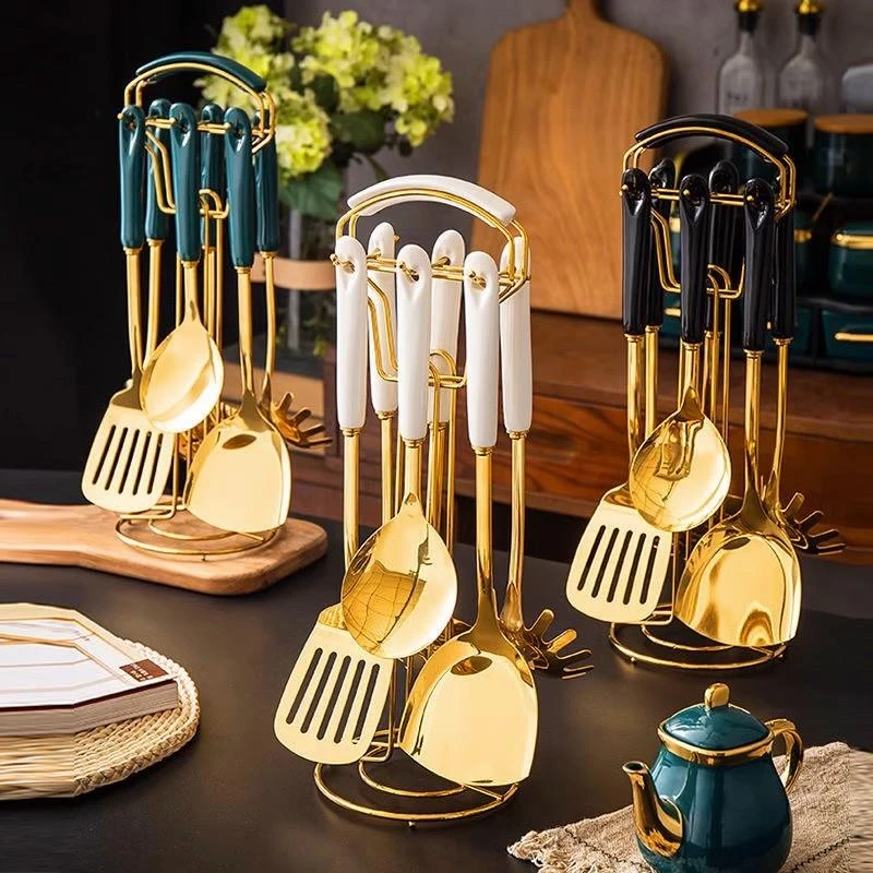 德国轻奢厨房用品家用大全勺子铲子组合厨具炒菜锅铲勺子汤勺套装