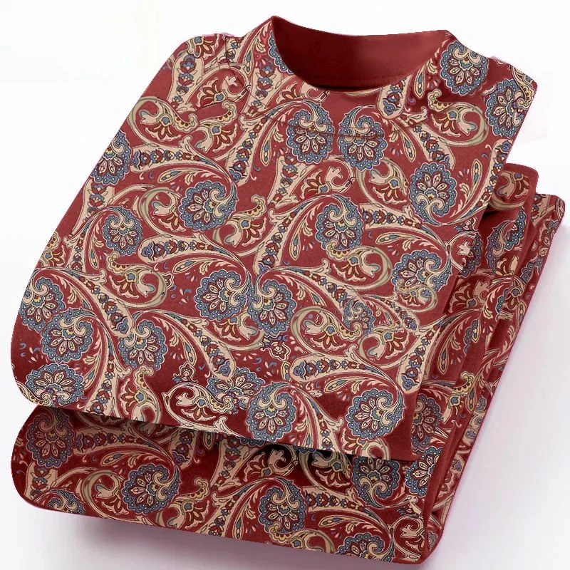 【首单直降】德绒中老年保暖秋衣女士加绒加厚半高领中国风打底衫